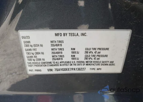 2023 Tesla Model Y Awd/Long Range Dual Motor All-Wheel Drive from USA, damaged, VIN 7SAYGDEE7PA136227